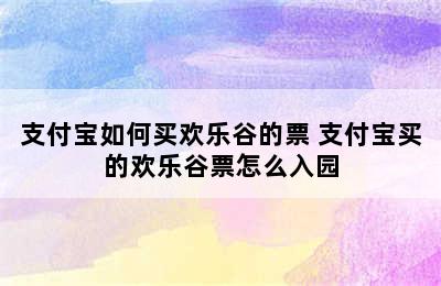 支付宝如何买欢乐谷的票 支付宝买的欢乐谷票怎么入园